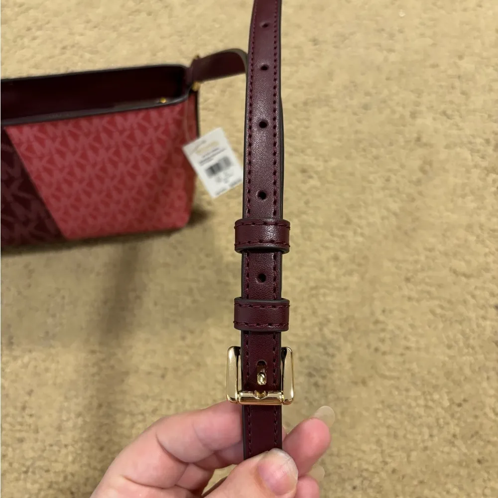 Michael Kors Pink and Burgundy Women's Cross-Body Bag - Image 6