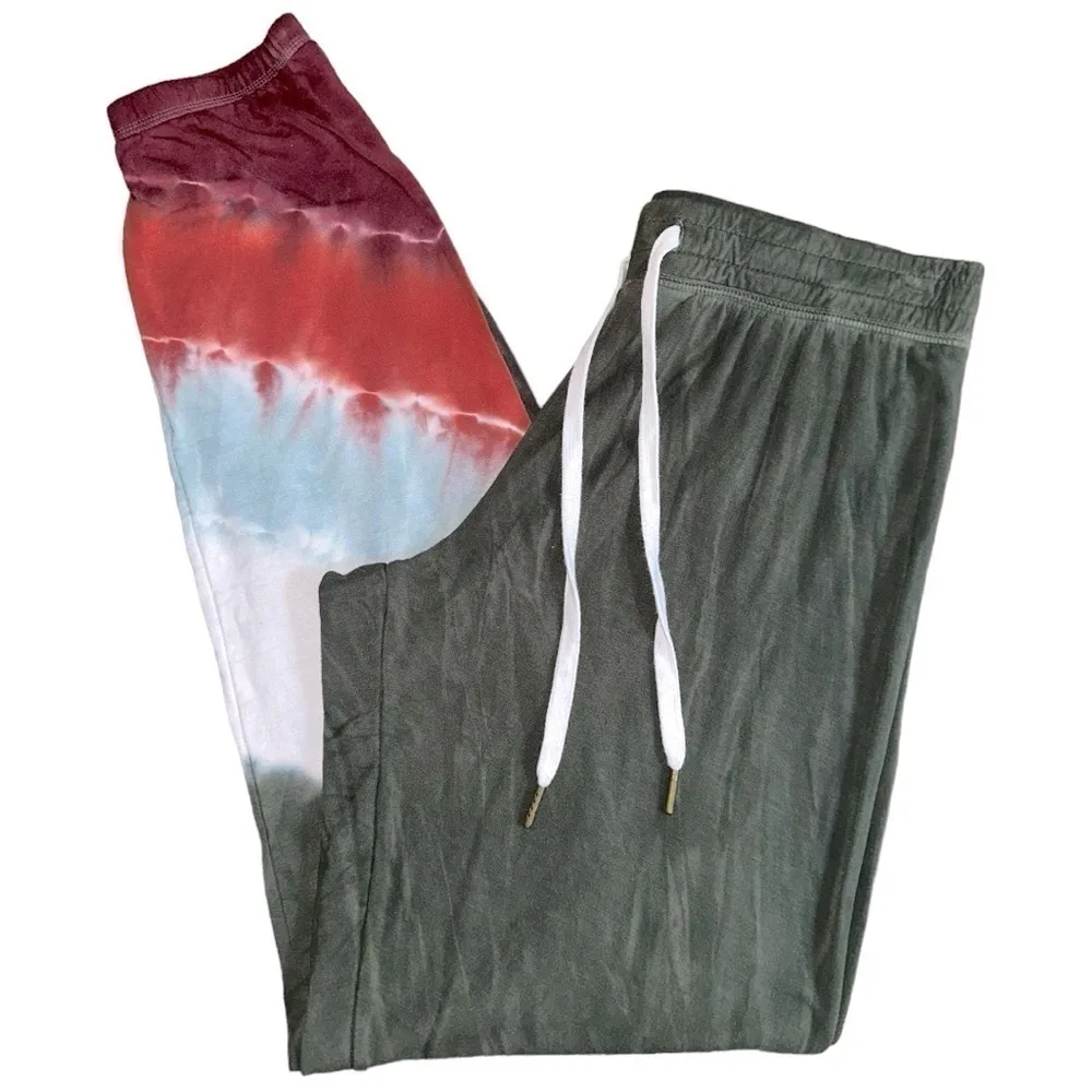 P.J. Salvage Size S Hunter Green Tie Dye Leg Mountain Bound Banded Knit Joggers - Image 6