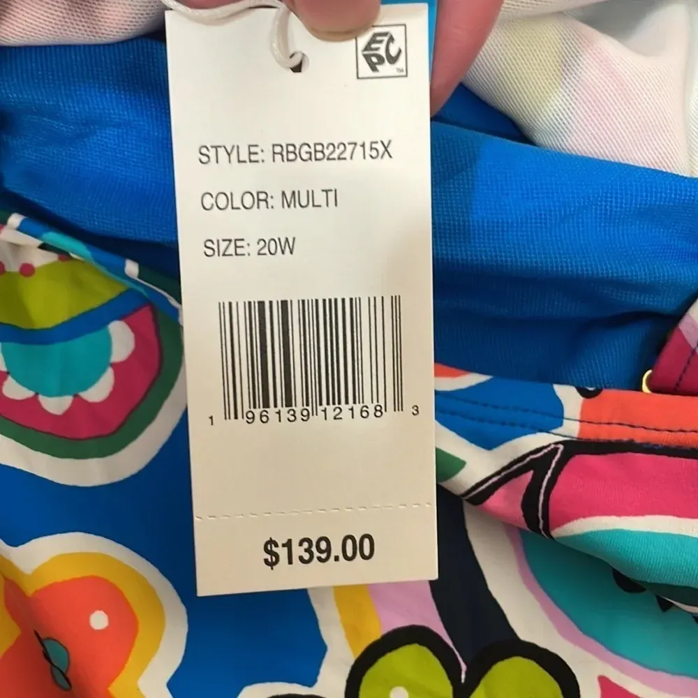 Bleu‎ by Rod Beattie Keyhole Ruched Side Swimsuit Plus Size 20W NWT - Image 5