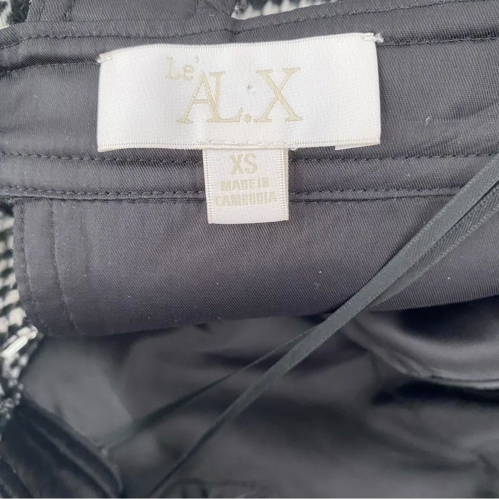 Le’ AL.X Wool Blend Glen Plaid Sweetheart Bustier Mini Dress size XS Black - Image 7