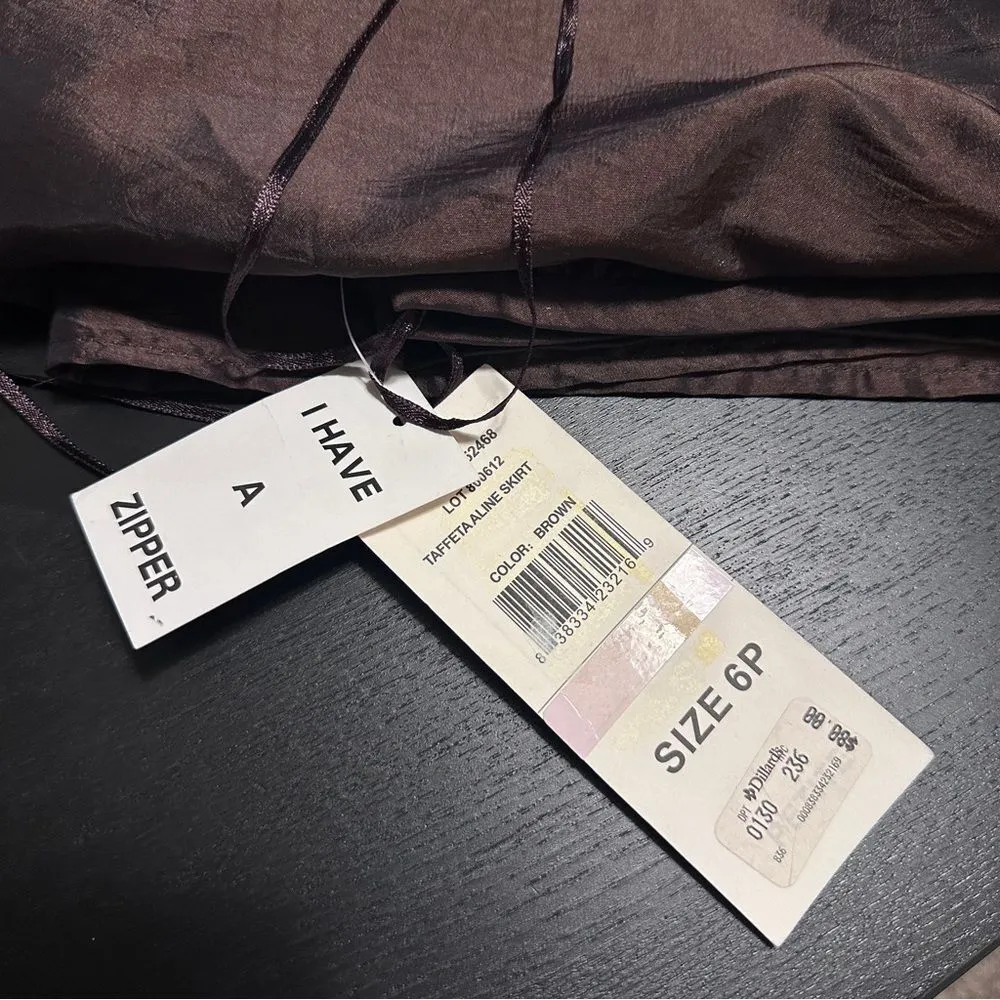 J.R. Nites by Carol Lin Women's Brown Taffeta A line Skirt Size 6P - Image 9