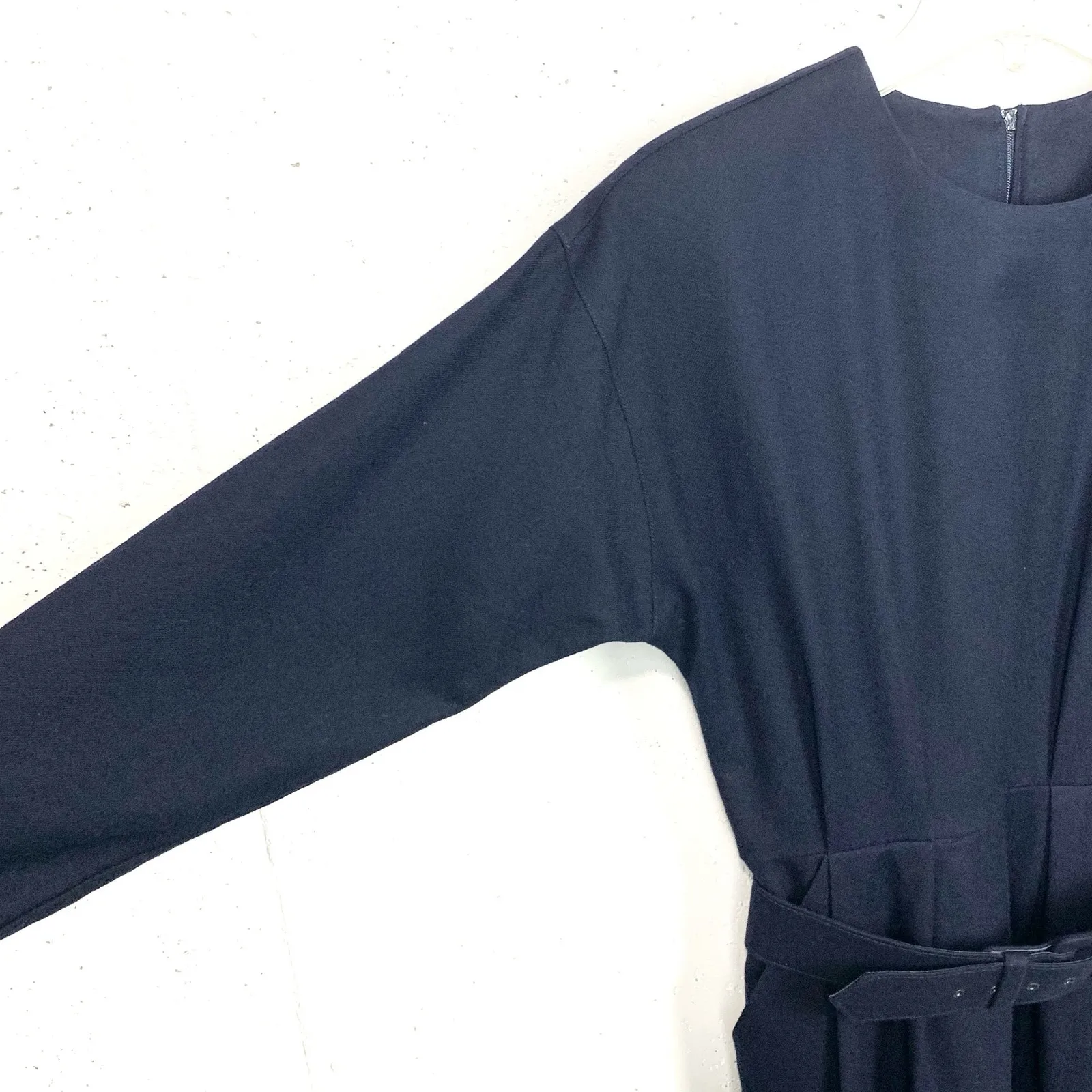 Vintage Lands End Wool Crewneck Dress Belted Knee Length Polyester Lined Skirt 8 - Image 12