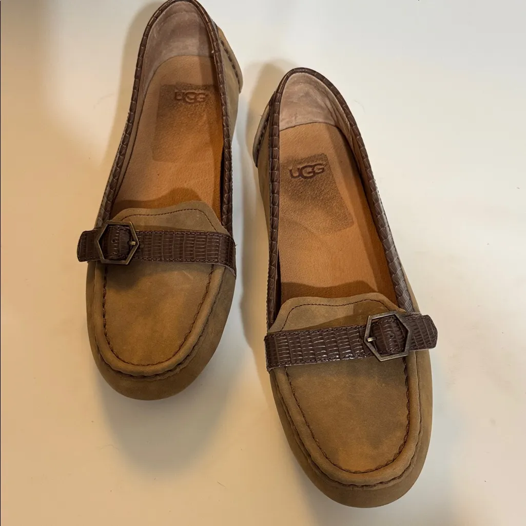 UGG Tan and Brown Suede Loafers - Image 2