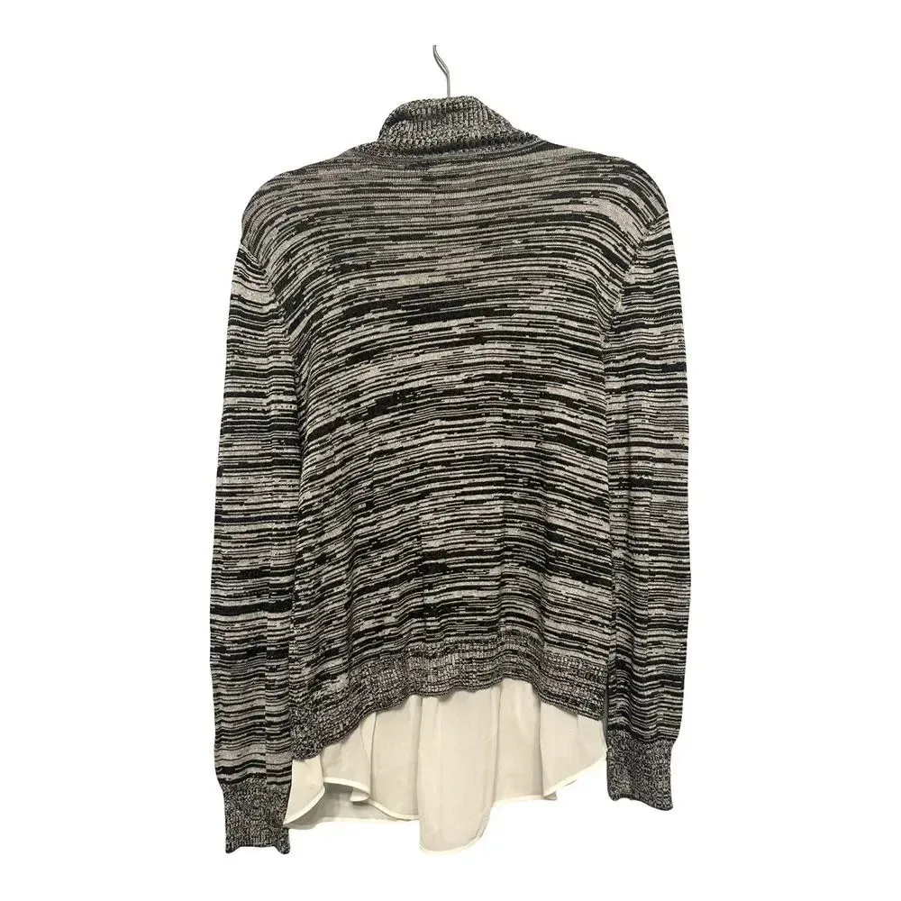 Cable & Gauge Chiffon Cotton Cowl Neck Sweater Grey Size L Preppy Aesthetic - Image 2