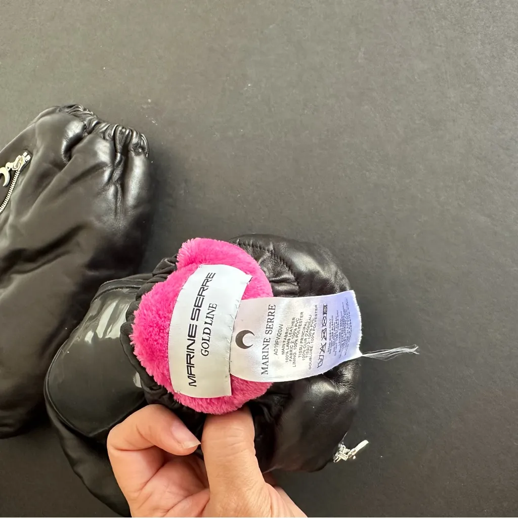 Marine Serre Black Leather Multipocket Padded Muff Bag Forearm Sleeve Warmer - Image 4