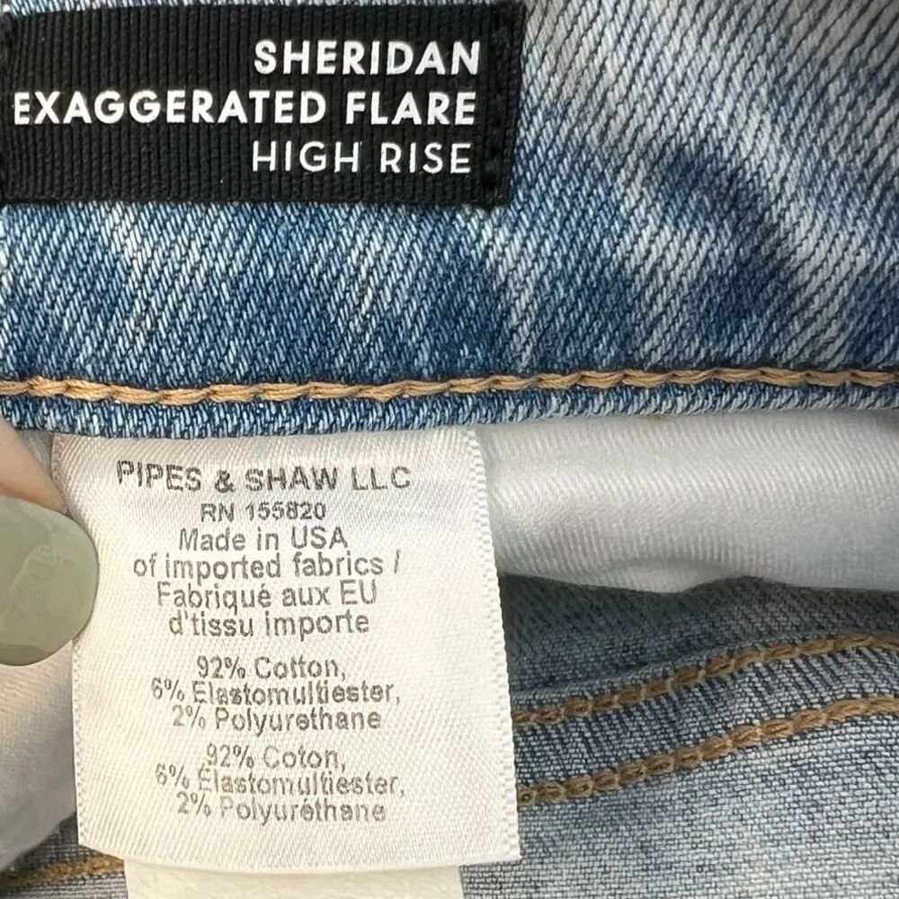 Veronica Beard Sheridan Exaggerated Flare Jeans High Rise Denim Sky Blue Size 15 - Image 14