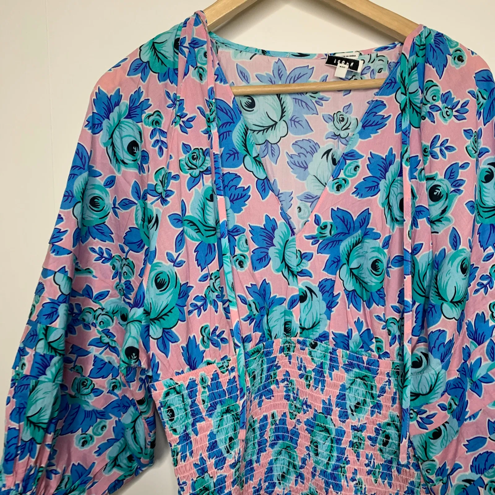 Rhode Resort Anya Smocked Mini Dress Womens Size Medium Blue - Image 5