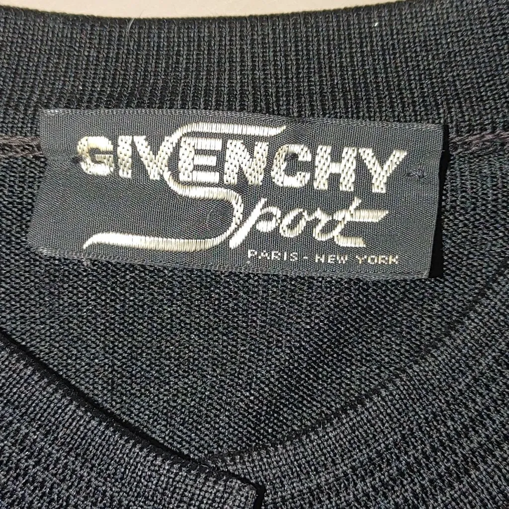 Givenchy Sport Vintage Black Button Up Cardigan Drawstring Hem Embroidered Logo - Image 2
