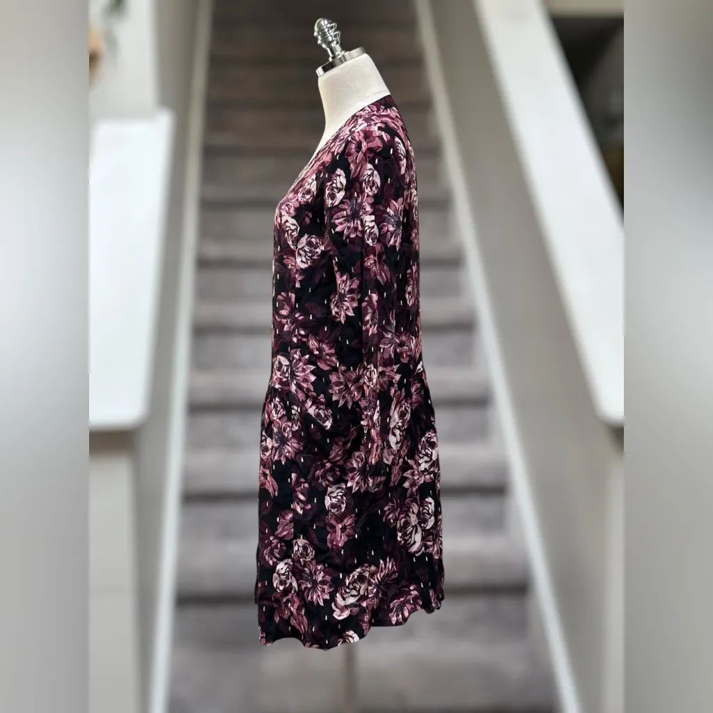 Garnet Hill Dropwaist Button-Up Long Sleeve Purple & Gold Pocket Dress Women’s 2 - Image 6