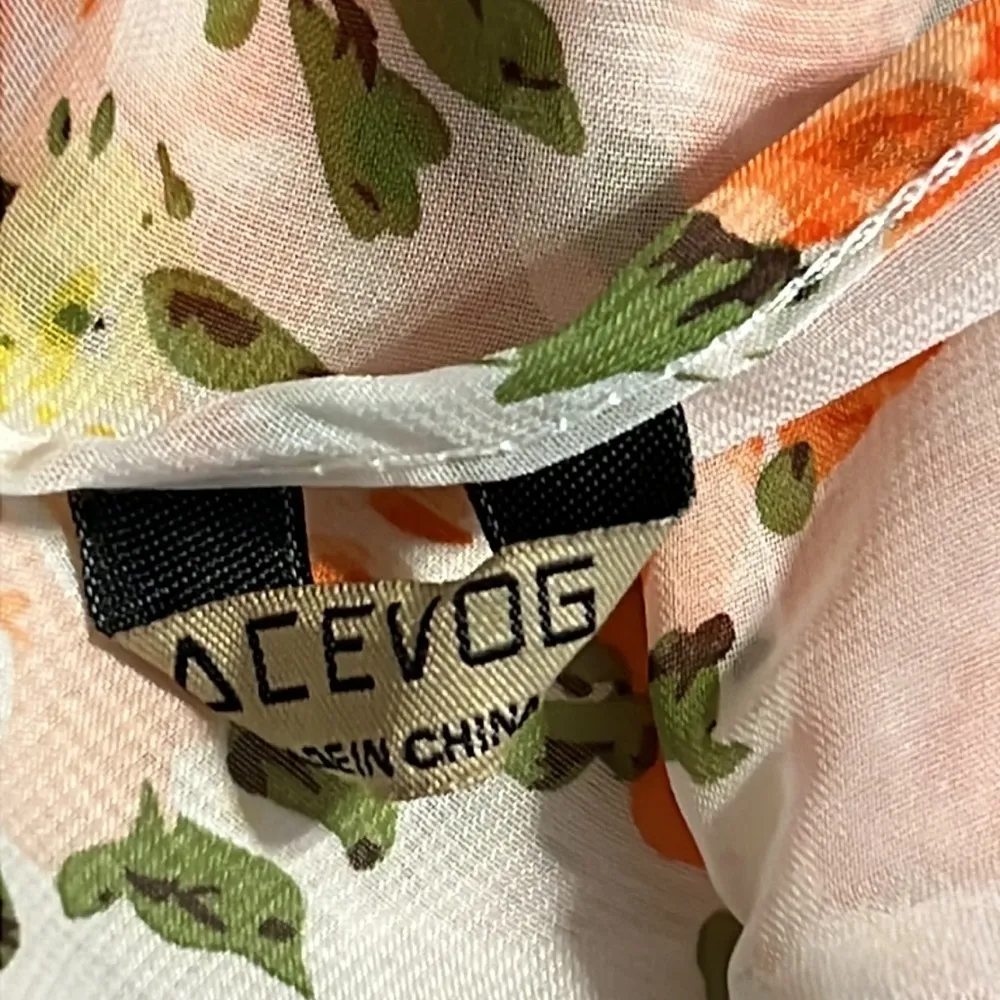 Womens large cover up sheet kimono summertime lightweight spring floral pattern Orange - Image 3