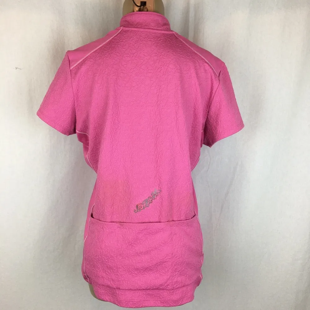 Pearl Izumi Pink Zip Up Short Sleeve Bicycle Jersey Pocket Top XL - Image 2