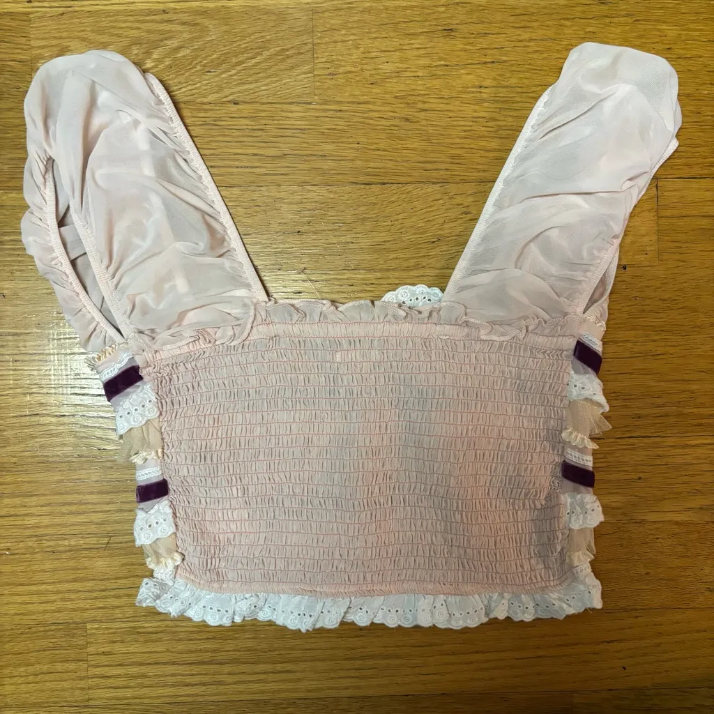 Urban Outfitters Kimchi Blue Liliana Fairycore Ballet Boho Hippie Ruffle Top M - Image 7