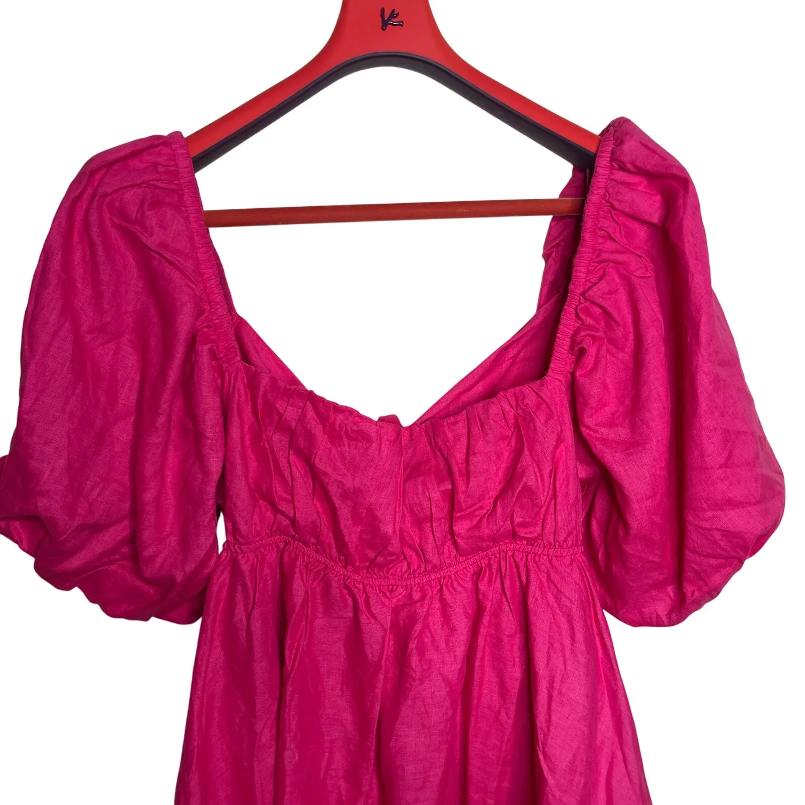 AMALIE THE LABEL Showpo. HAMYYA LINEN TIE BACK PUFF SLEEVE MINI LINEN DRESS 16 - Image 5