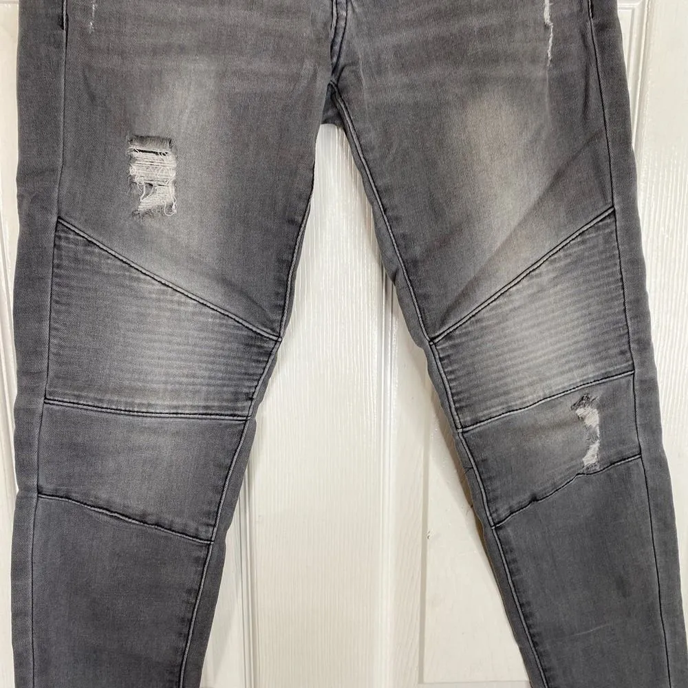 KANCAN Jeans Low Rise Moto Skinny Distressed Gray KC8201GR Size 1 / 24W - Image 6