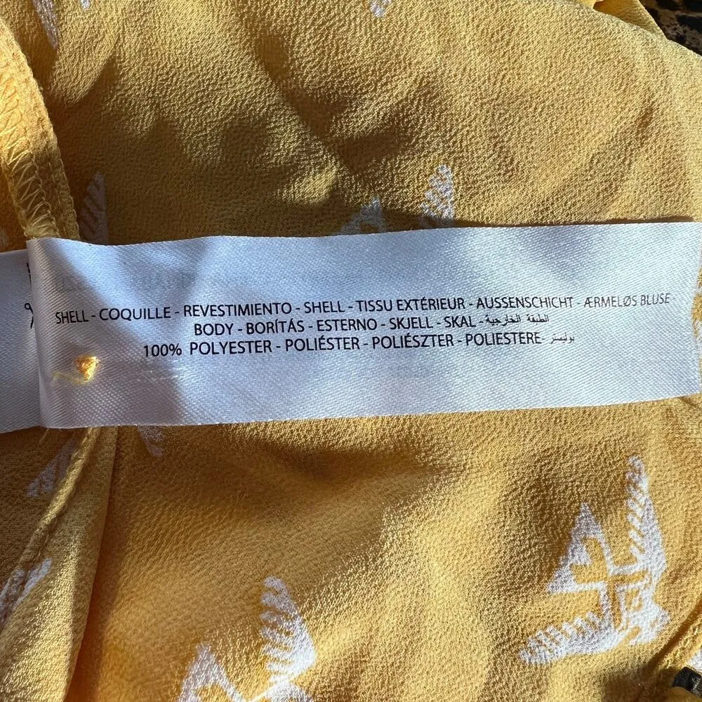 ARIAT Womens Duster Vest Yellow White Birds Sz M Hi-Low Hem Festival Western - Image 8