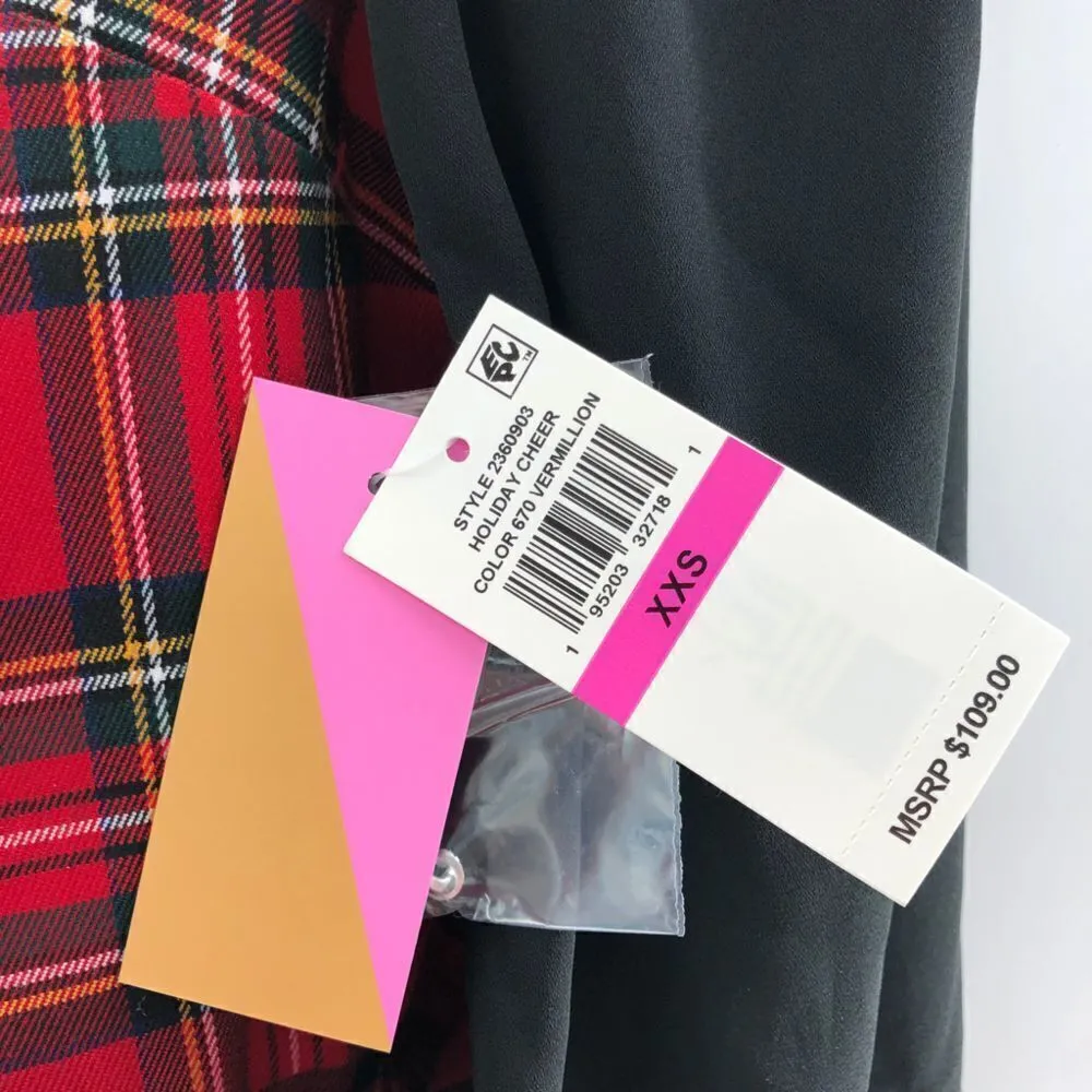 Riley & Rae Estelle‎ Plaid Dress Mini Size XXS Black - Image 6