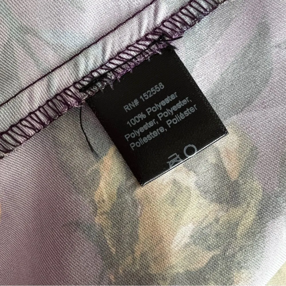 Delfi Taylor Floral Puff Sleeve Long Sleeve Waist Tie Midi Dress Purple Orange M Size M - Image 8