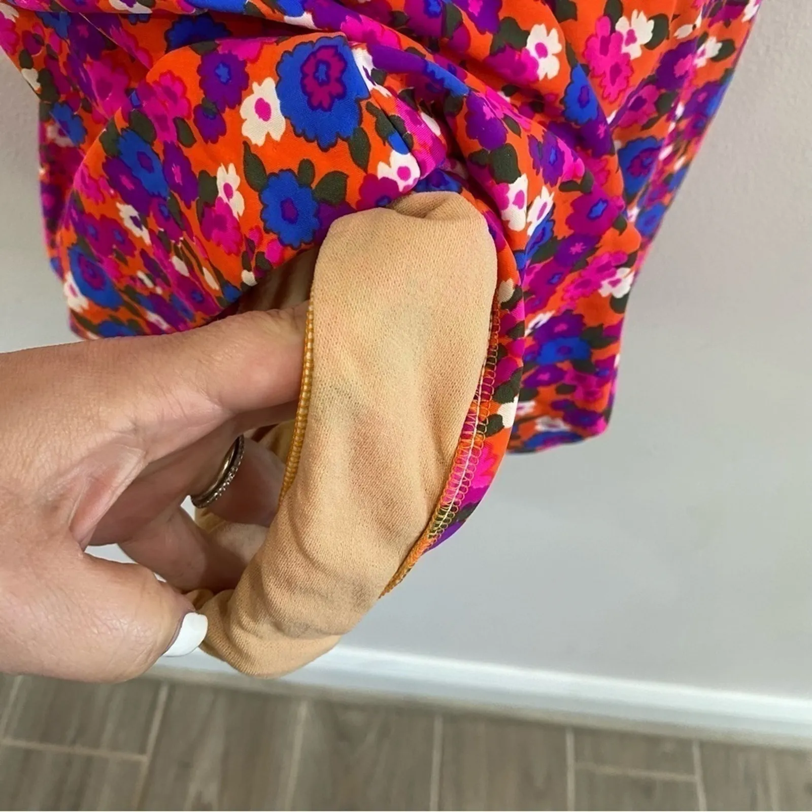 VTG Cole of California Floral Halter One Piece Swimsuit 70s Style Sz 12 Pink - Image 6