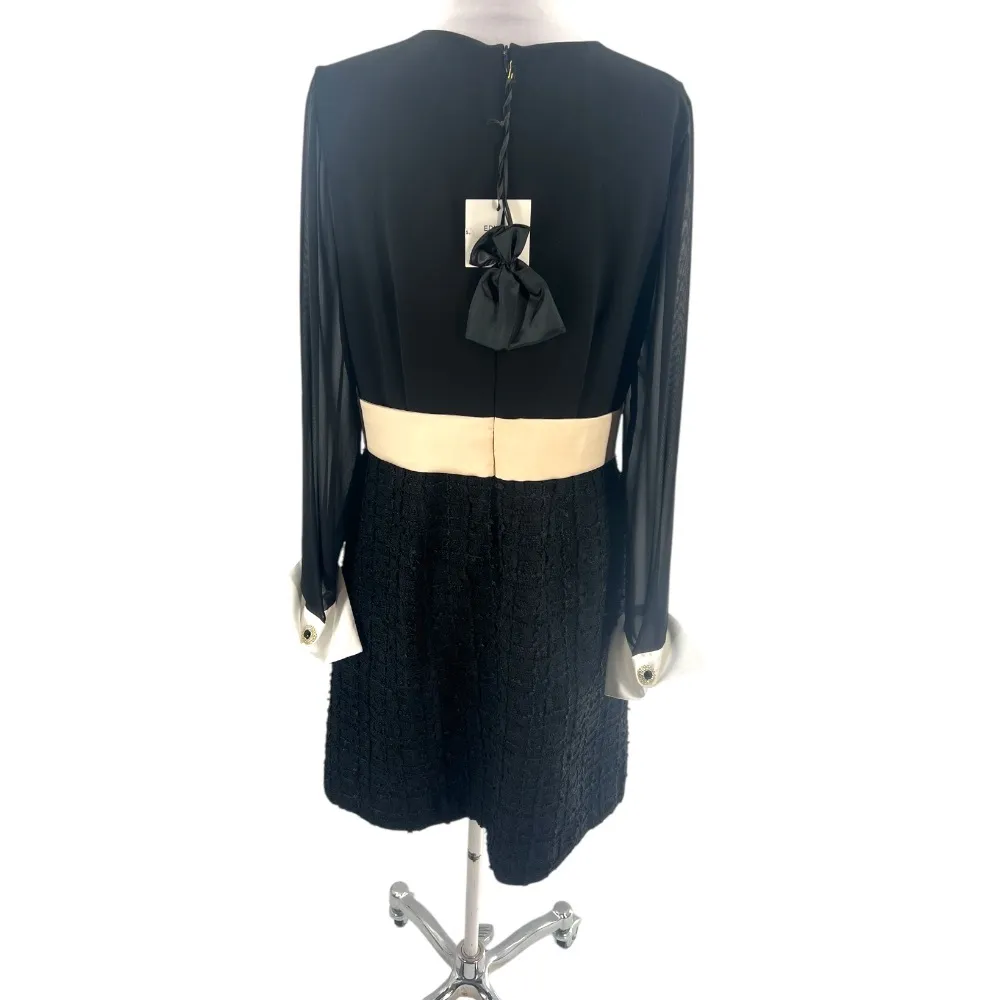 NWT Edward Archour Paris Two Tone Bow Metallic Tweed Dress - Image 2