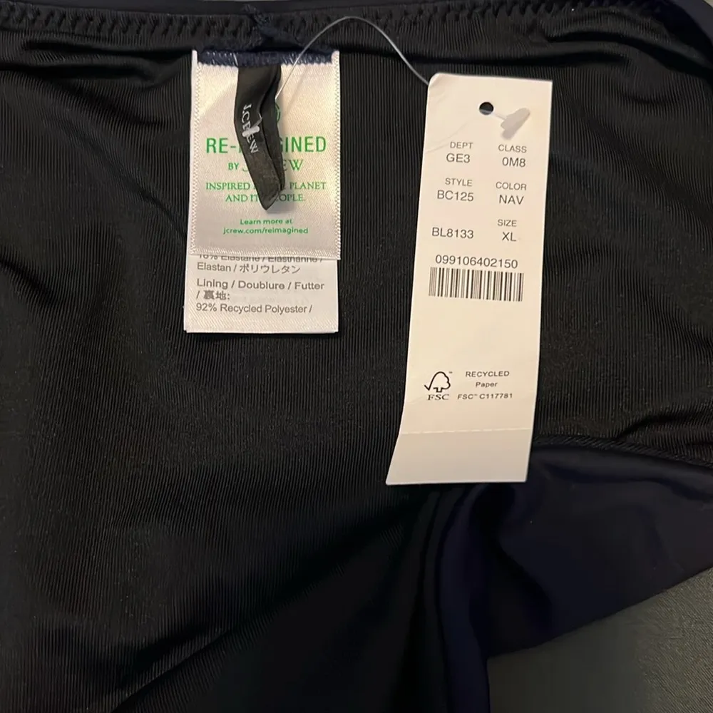 JCrew Curved Waist Cheeky Bikini Bottom Navy Size Xl NWT - Image 3