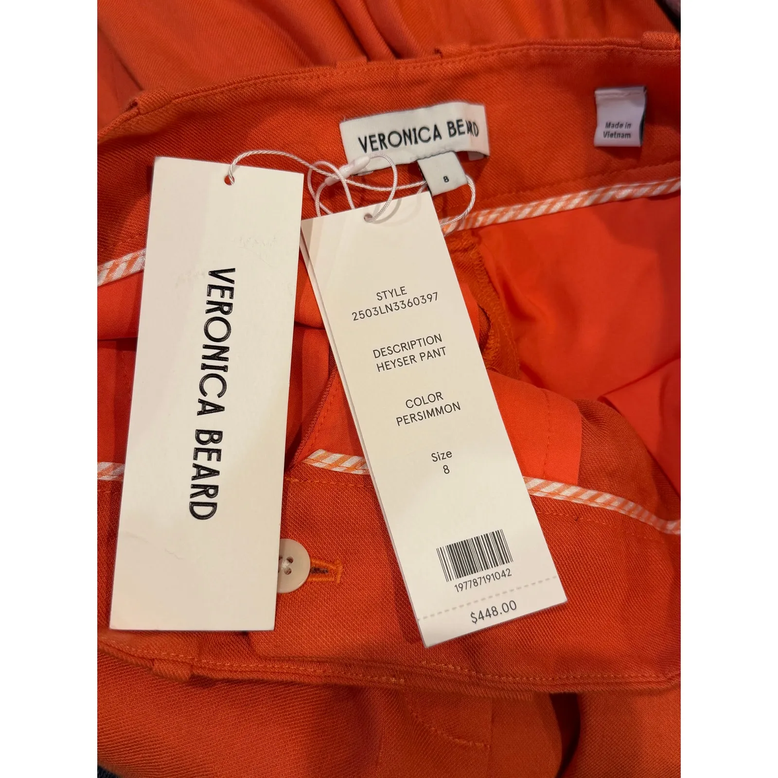 NEW NWT Veronica Beard Heyser Pant Persimmon size 8 Wide Leg Trousers - Image 8