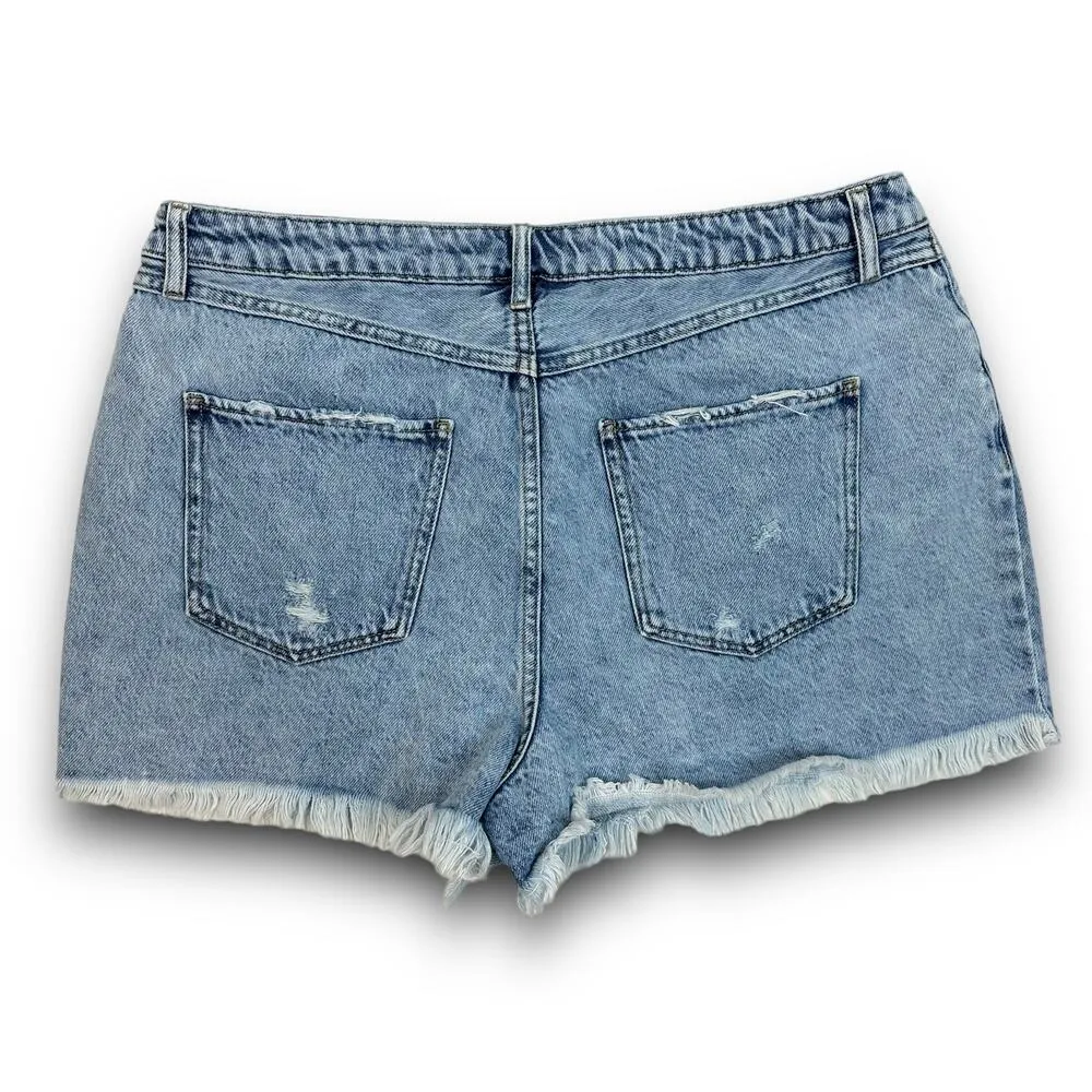 House of Harlow 1960 Denim Jean Cutoffs Shorts Button Fly High Waist Size 32 Blue - Image 3