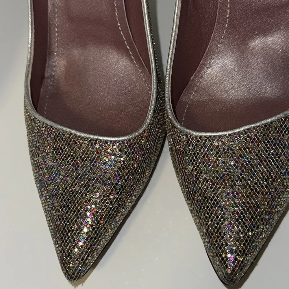 Jean Michel Cazabat Silver Sparkly Disco Ball Stiletto Heels Pumps Women’s 38 Size 7 - Image 5