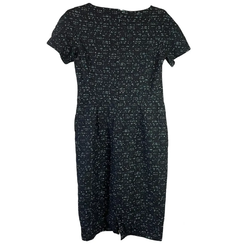 floral lace fitted asymmetrical neckline black/ green dress Size 10 - Image 9