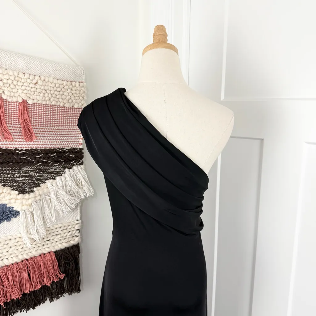 MESHKI Cassandra Off Shoulder Slinky Maxi Dress Black Sz XXL One Shoulder - Image 7