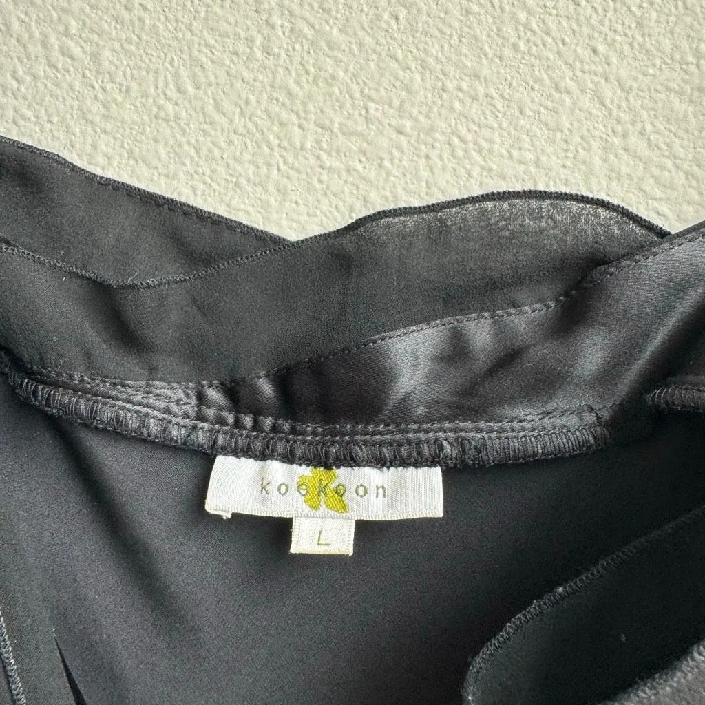 Kumi Kookoon 100% Silk Black Midi Slip Cocktail Romantic Strappy Dress SZ Large - Image 5