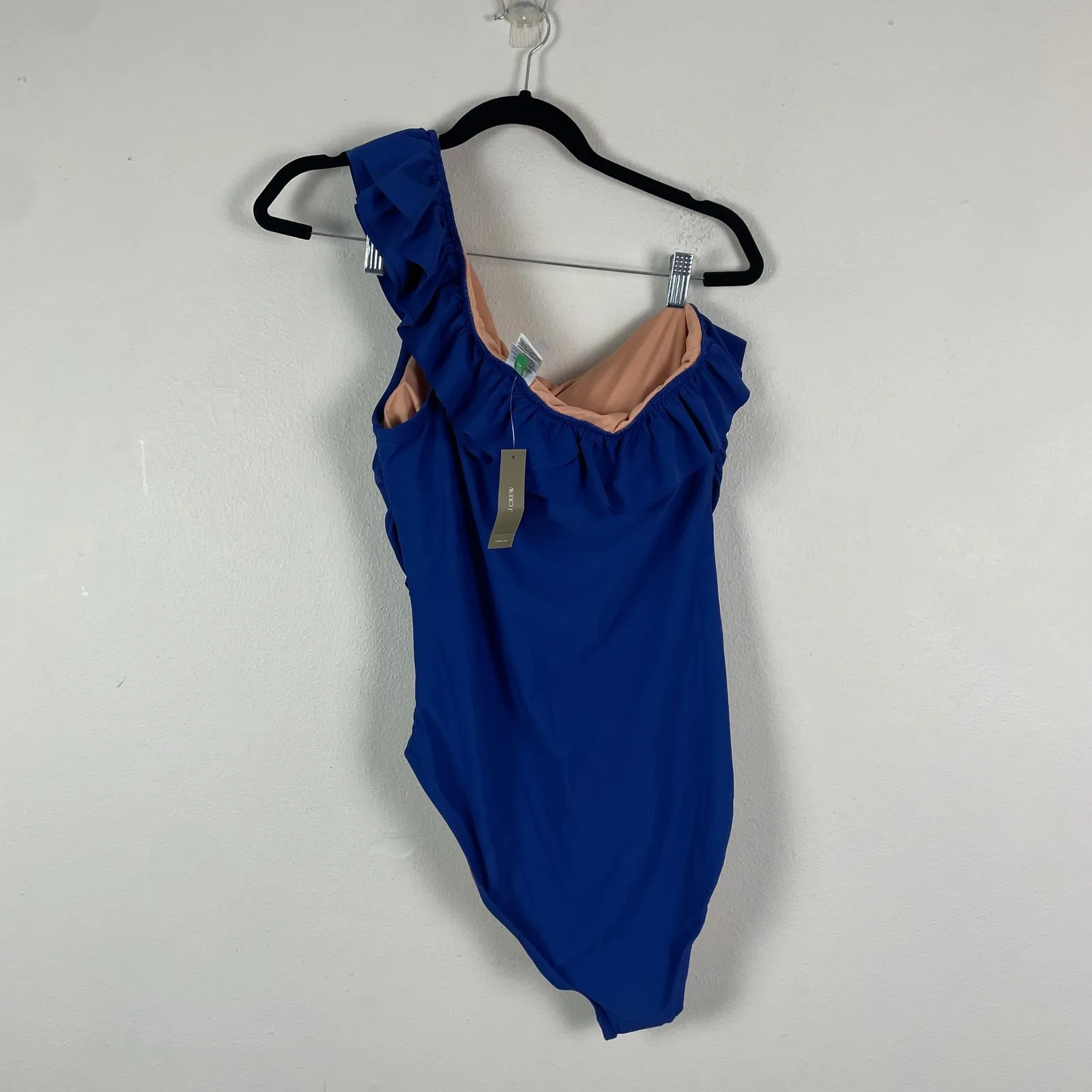NWT J. Crew Matte Ruffle One Shoulder One Piece Swimsuit Royal Blue Size 14 - Image 6