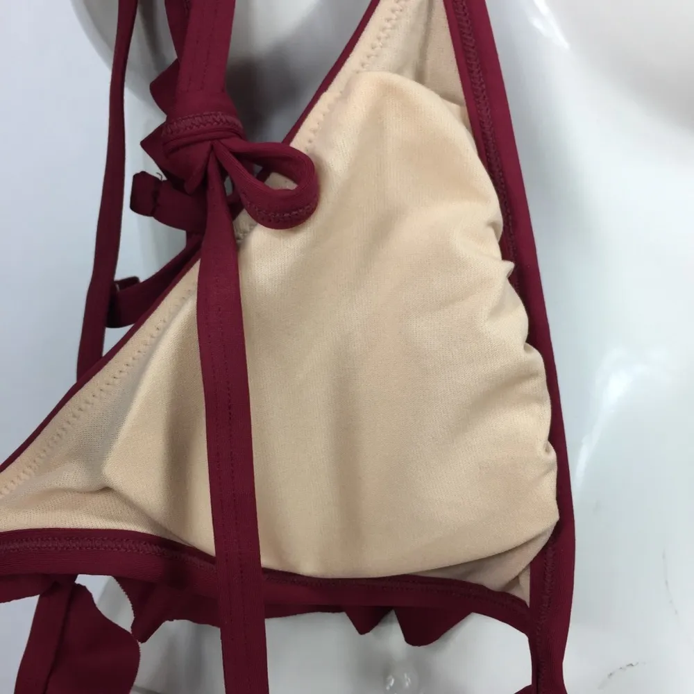 Chelsea28 Ruffle Triangle Cross Back Bikini Top - Image 7