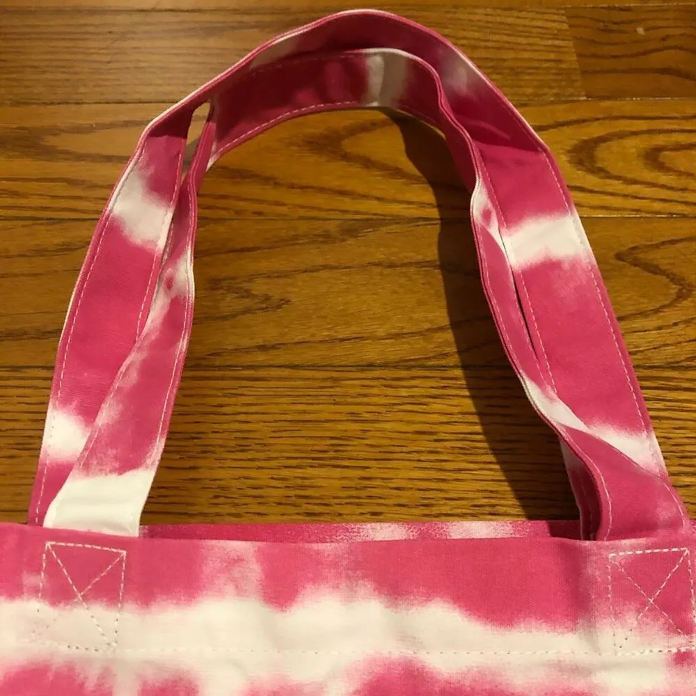 BLOOMINGDALE'S Limited Edition Pink Tie White Dye Canvas Tote NWT - Image 3