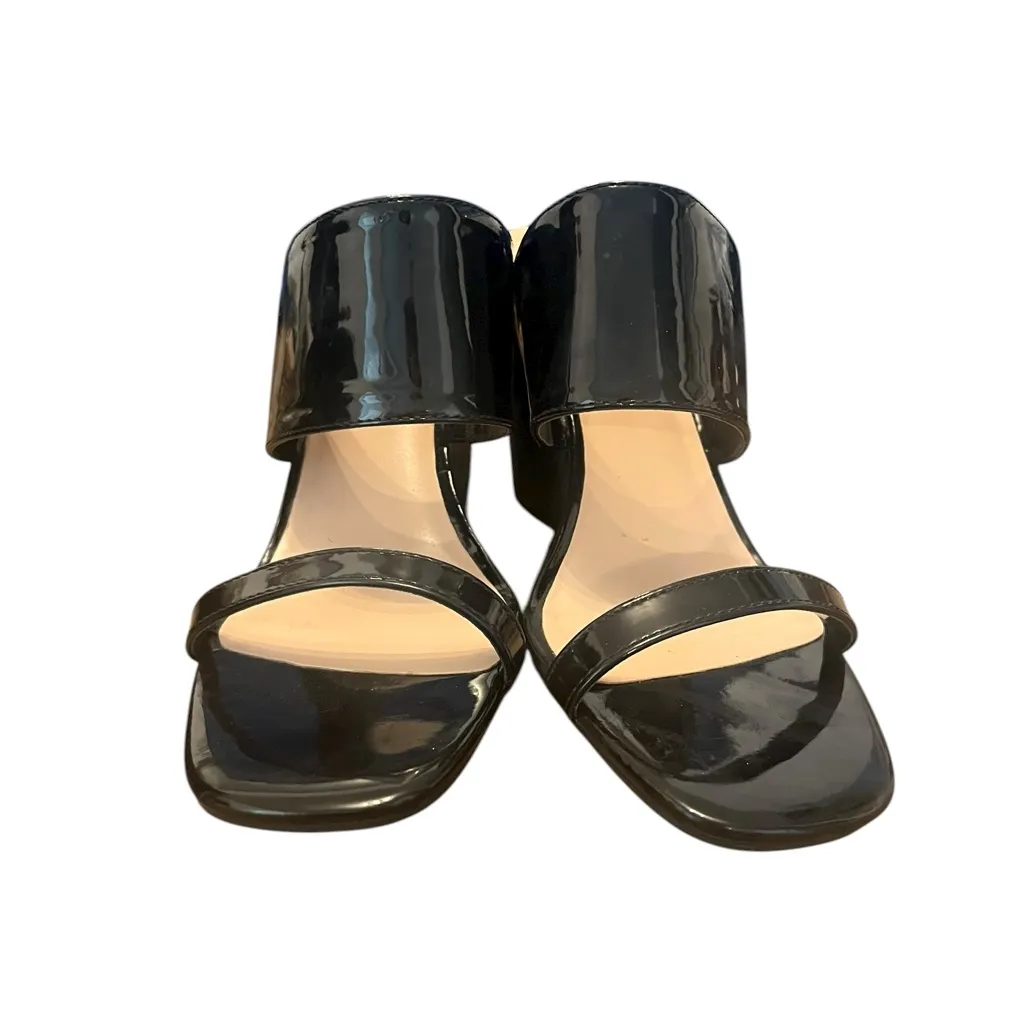 Unisa Women’s Nietra Black Glossy‎ Slide Heeled Wedge Sandals Size 9.5 - Image 2