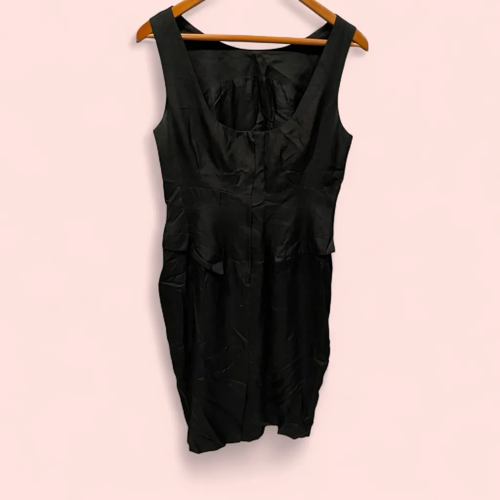 Vintage 80’s Carmen Marc Ann Taylor silk peplum sheath dress black office siren - Image 9