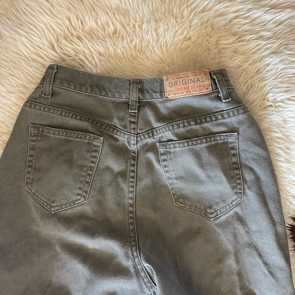 Vtg army green denim Liz Claiborne classic fit mom jeans wedgie fit Size 26 - Image 3