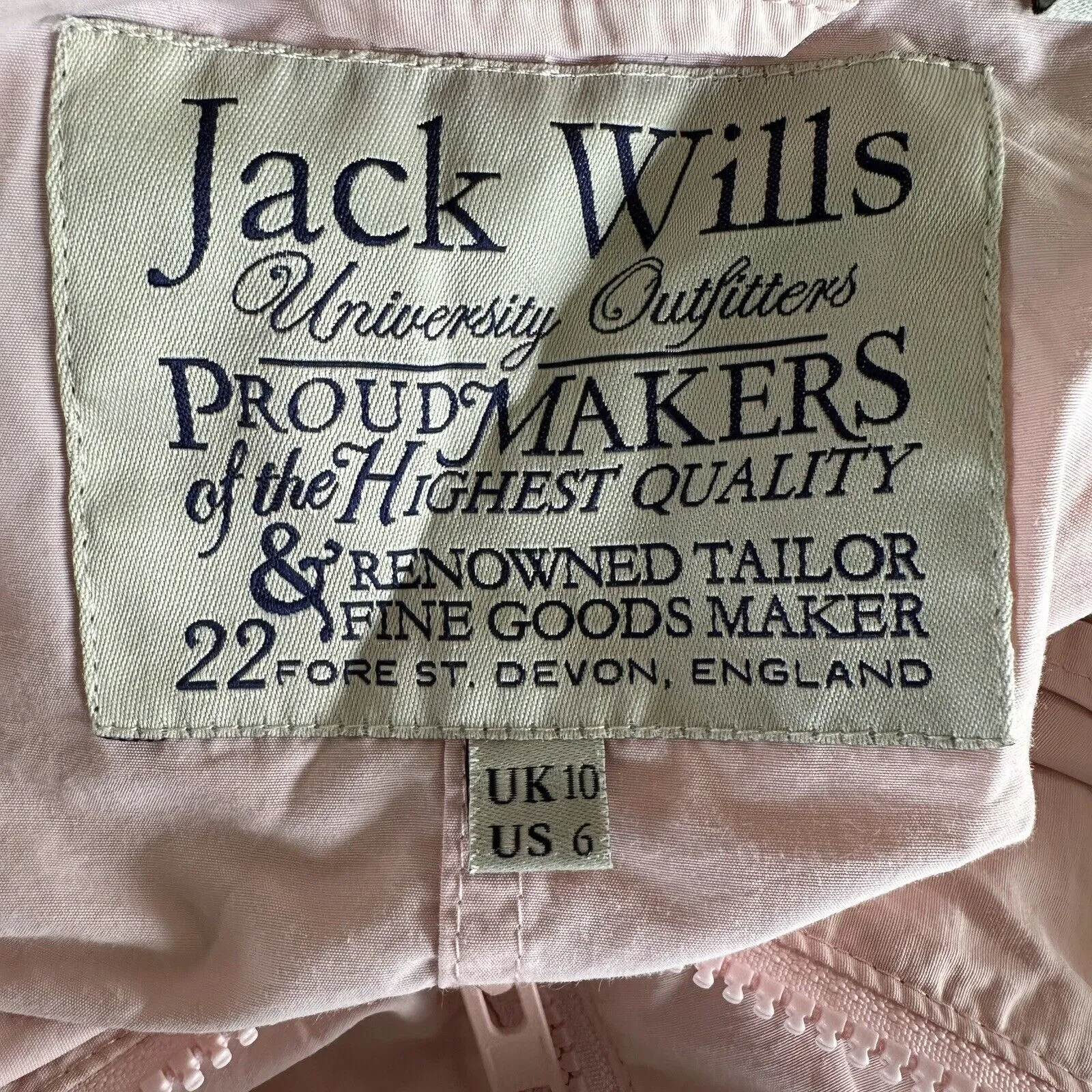 Jack Wills Hooded Zip Up Spring Jacket Size 6 Pink - Image 7