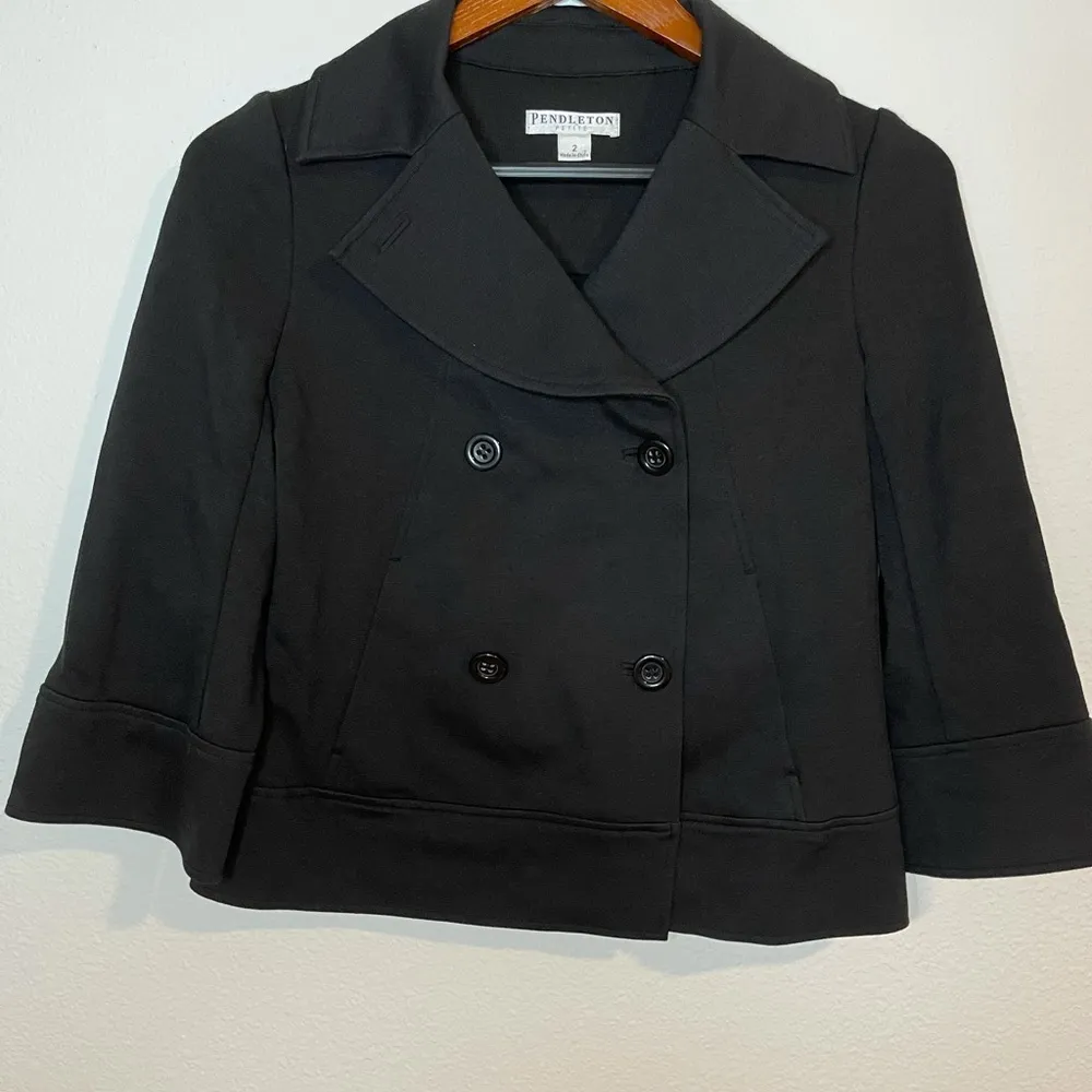 Pendleton petite double breasted black blazer size 2P - Image 9