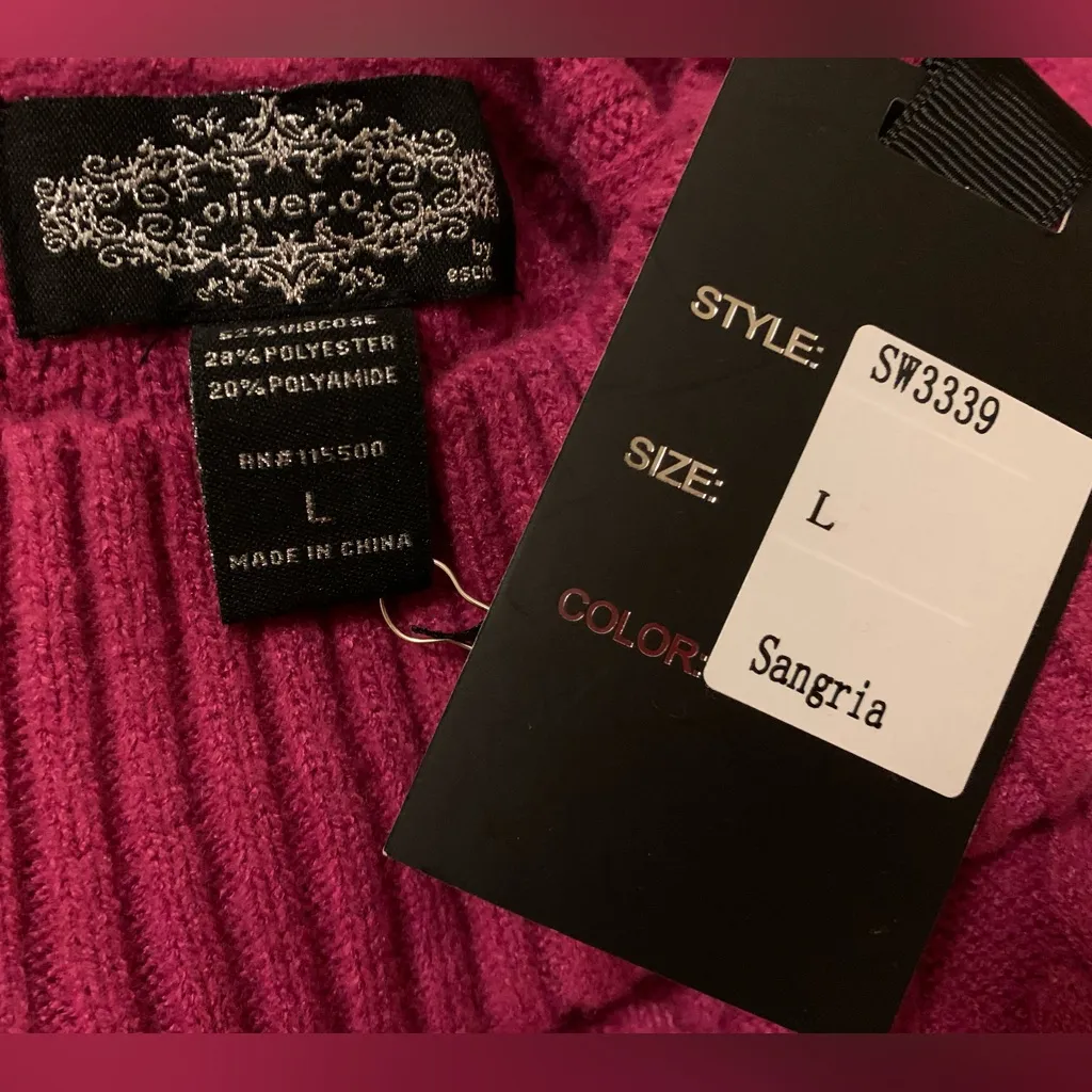 Anthropologie Oliver magenta cable knit oversized sweater size L Pink Size L - Image 10