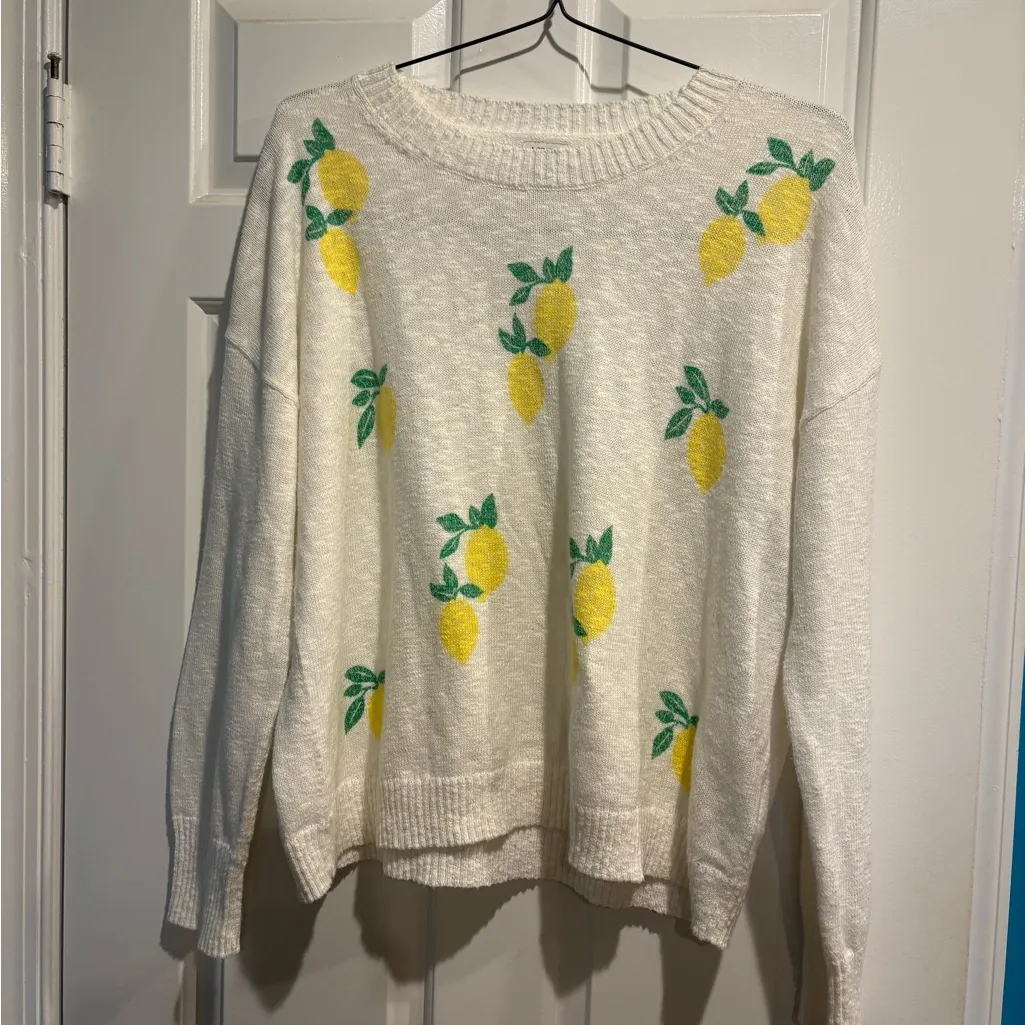 J.crew lemon beach pullover sweater top white sz M - Image 2
