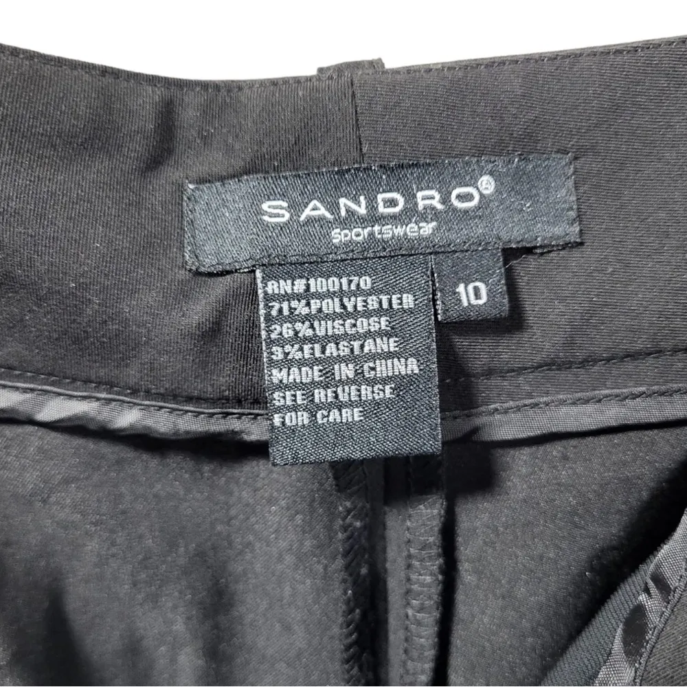 Sandro Sportswear Relaxed Fit High Waisted Cropped Trousers in Black - Image 2