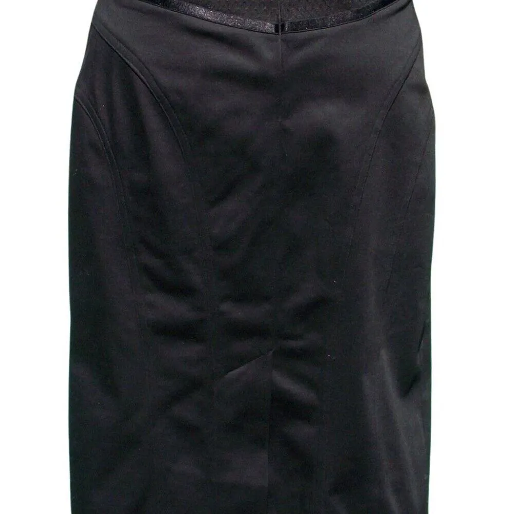 Cache Black Lace Bustier Pencil Skirt New 9" Back Split Satin Trim New $118 NWT - Image 7