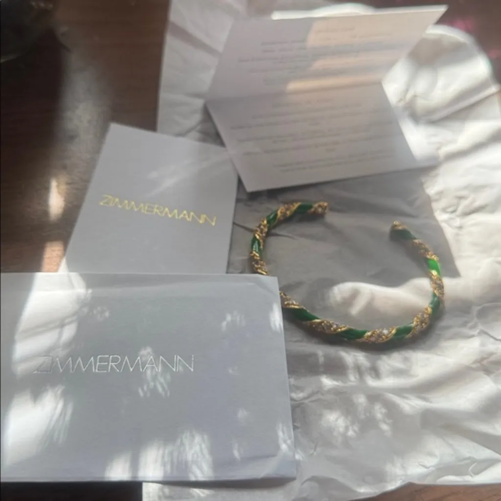 ZIMMERMANN Gold tone, enamel and crystal bangle green - Image 8
