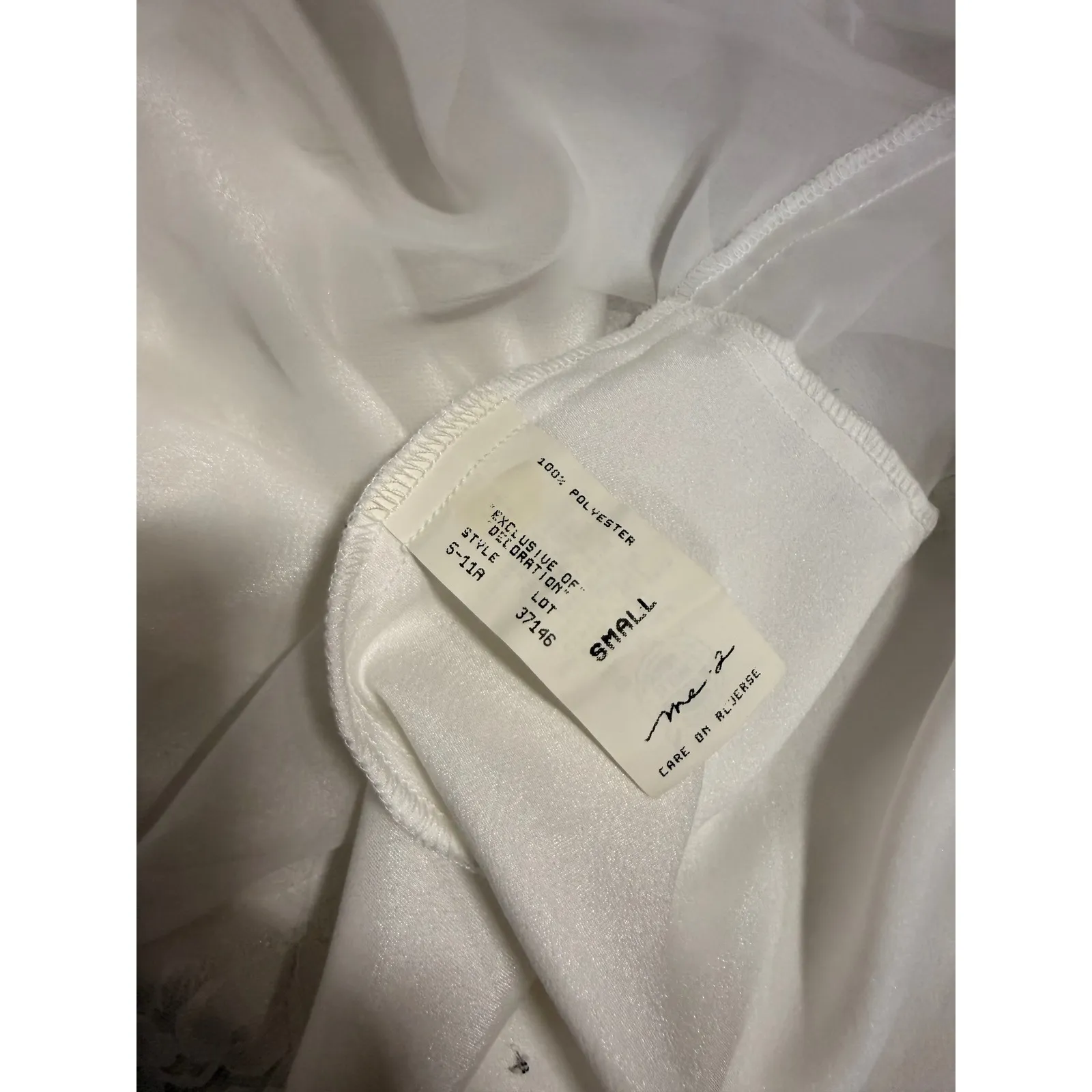 Vintage White Lace Trim Slip Dress Maxi Nightgown Small Union Made in the USA - Image 4