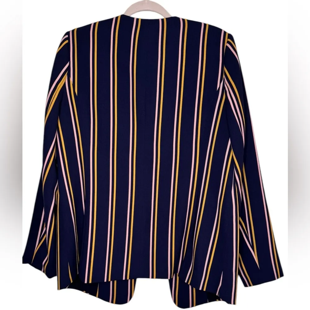 Halogen Yellow and Pink Stripped Navy Blazer from Halogen Size L - Image 3