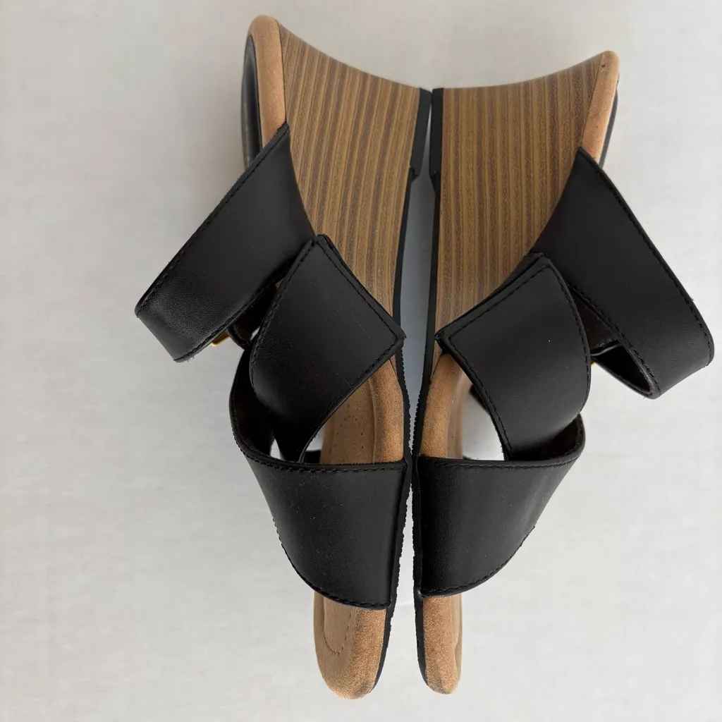 Clarks Kyarra Judi Strappy Slip-On Wedge Sandals size 7 black - Image 6