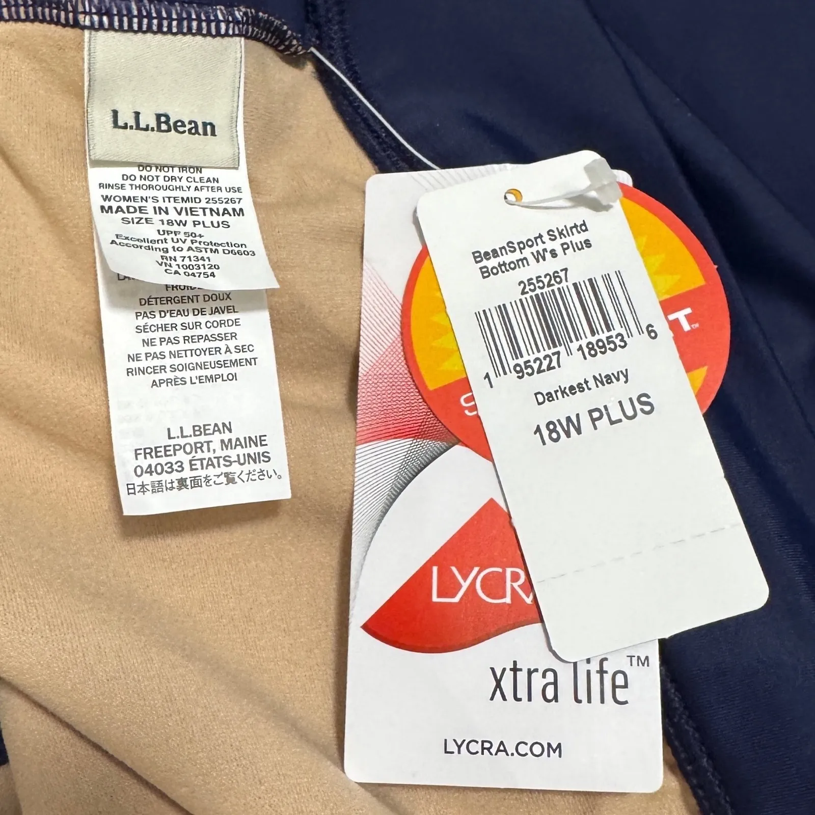 New with Tags LL Bean Swim Skirt Darkest Navy 18W Plus UPF 50+ - Image 4