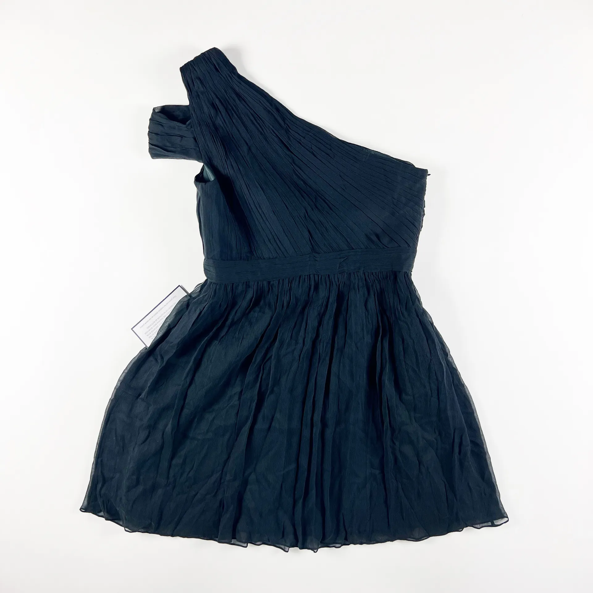 NEW J. Crew Cara Silk Chiffon One Shoulder Mini Cocktail Part Dress Black 12 - Image 4