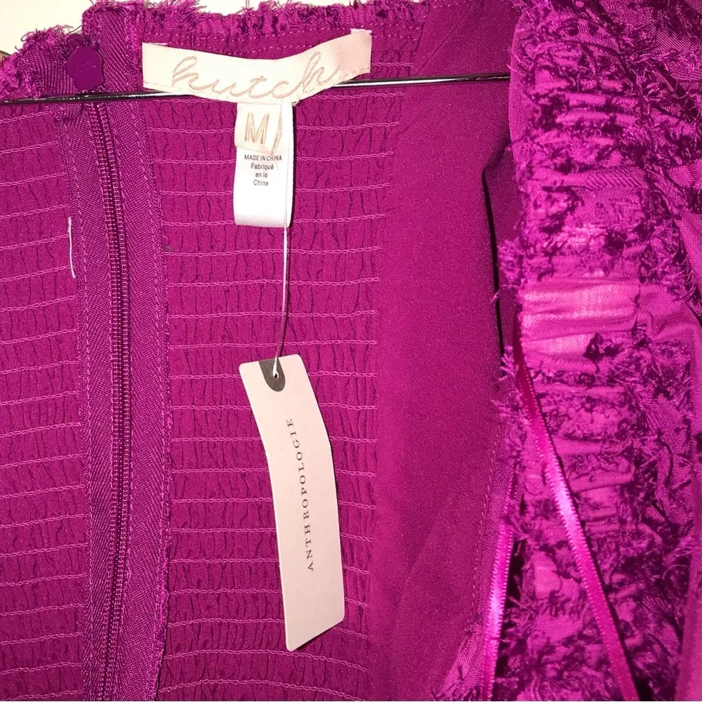 Anthropologie Hutch Raspberry Kenna Medley 3/4 Puff Sleeve Corset Crop Top - Image 7