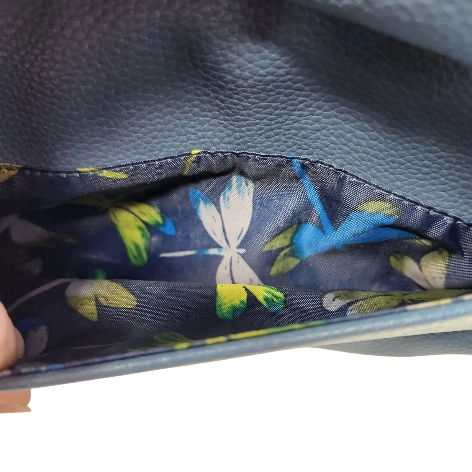 Lug Blue Pebbled Leather Studded Everyday Casual VL Crossbody Shoulder Bag - Image 8